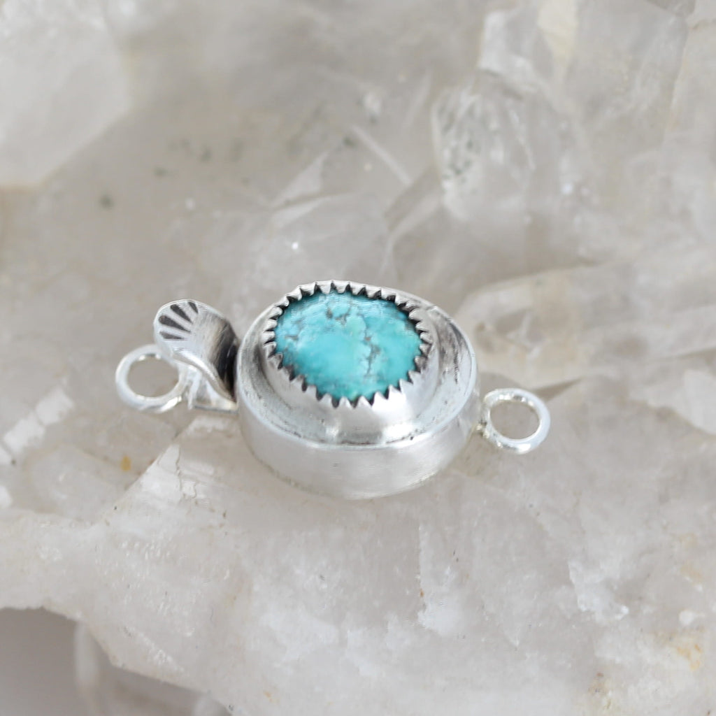Vintage Morenci Turquoise Clasp Sterling Silver Southwest Turquoise