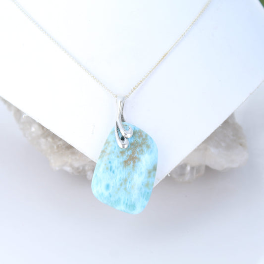 LARIMAR PENDANT Large Free Form Sterling Silver