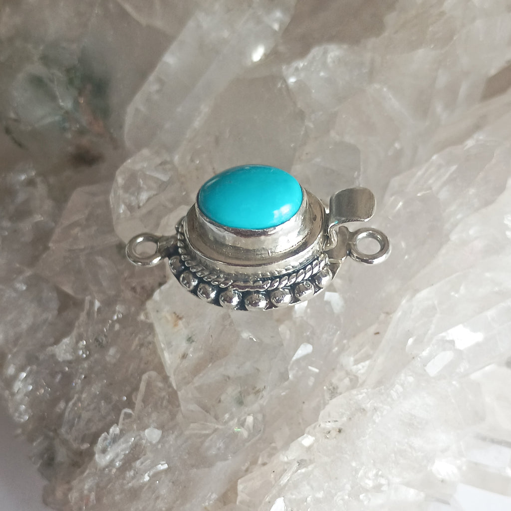 Gem Grade Blue LONE MOUNTAIN Turquoise Clasp Sterling Southwestern 8x10mm
