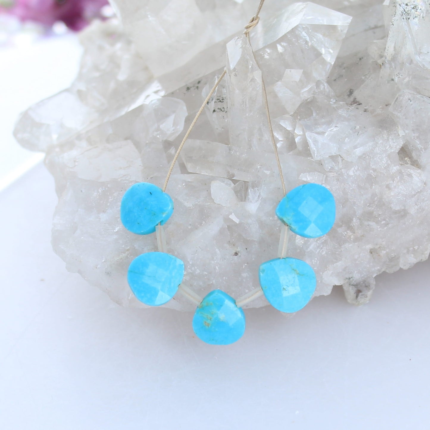 Bright Blue TURQUOISE Beads Briolettes 5 Pcs