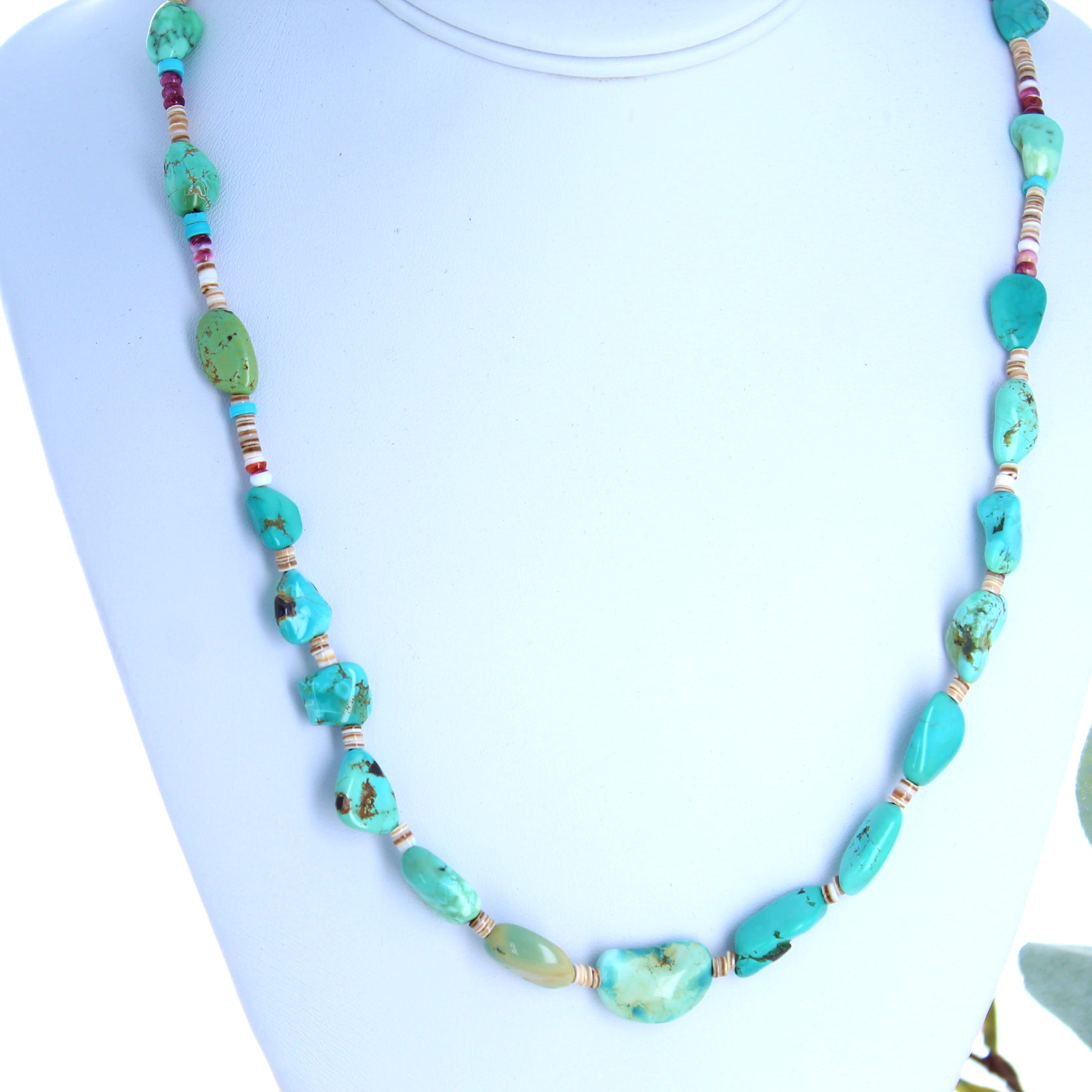Carico Lake Turquoise Necklace Fiesta Colors Sterling Silver Southwest 21"