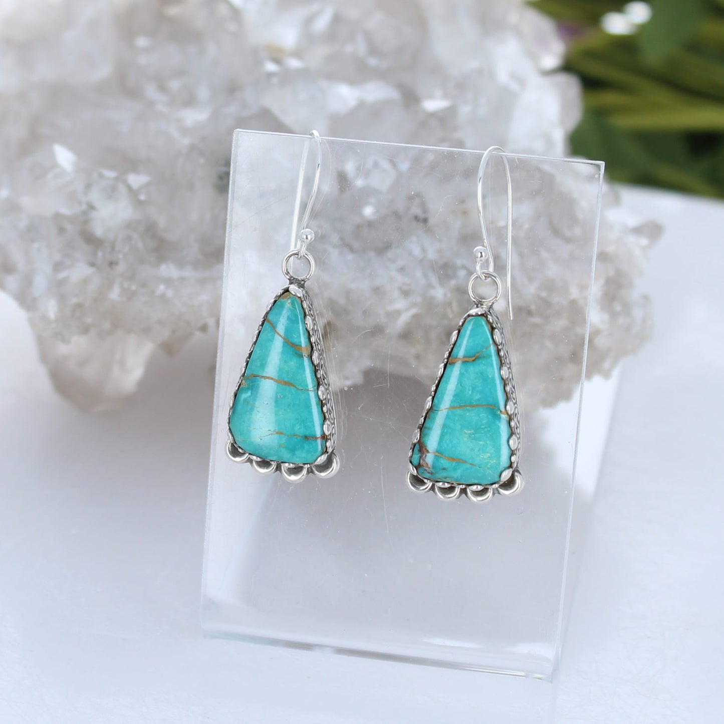 Royston Turquoise Earrings Moons Sterling Silver