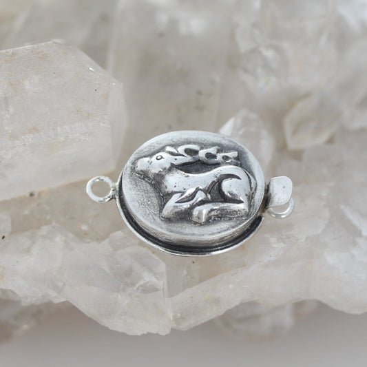Gorgeous Sculpted Deer Clasp Sterling Silver 30x22mm
