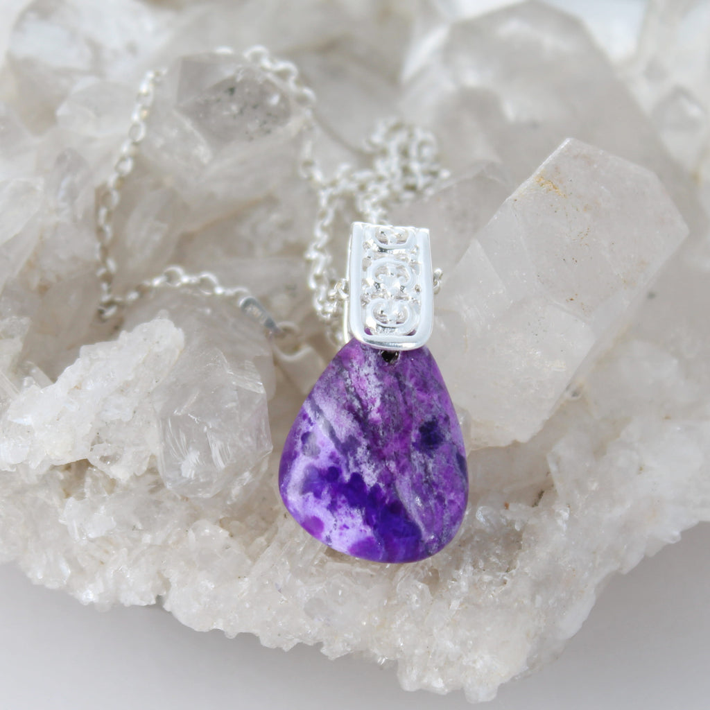 5 Star Regal SUGILITE Pendant Sterling Silver Chain and Bail