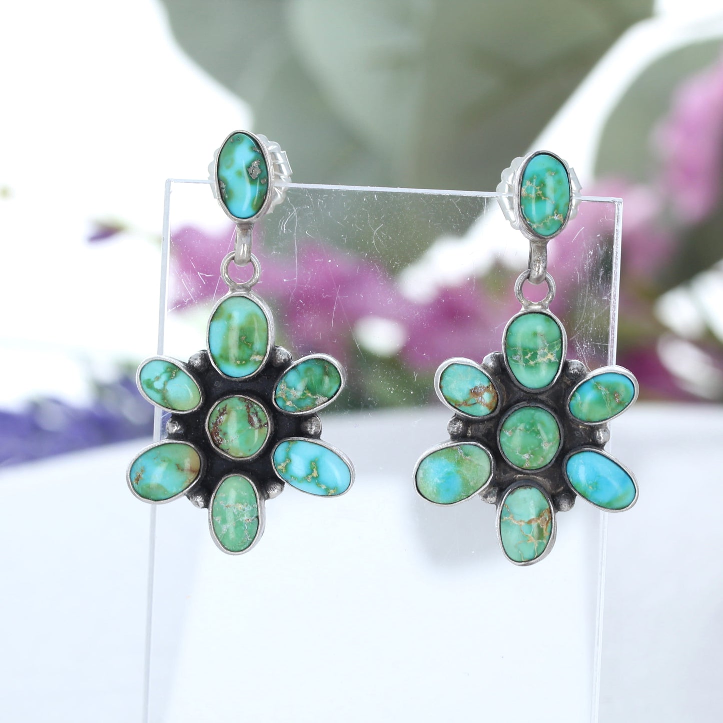 Sonoran Gold Earrings Sterling 8 Stone Large Florals