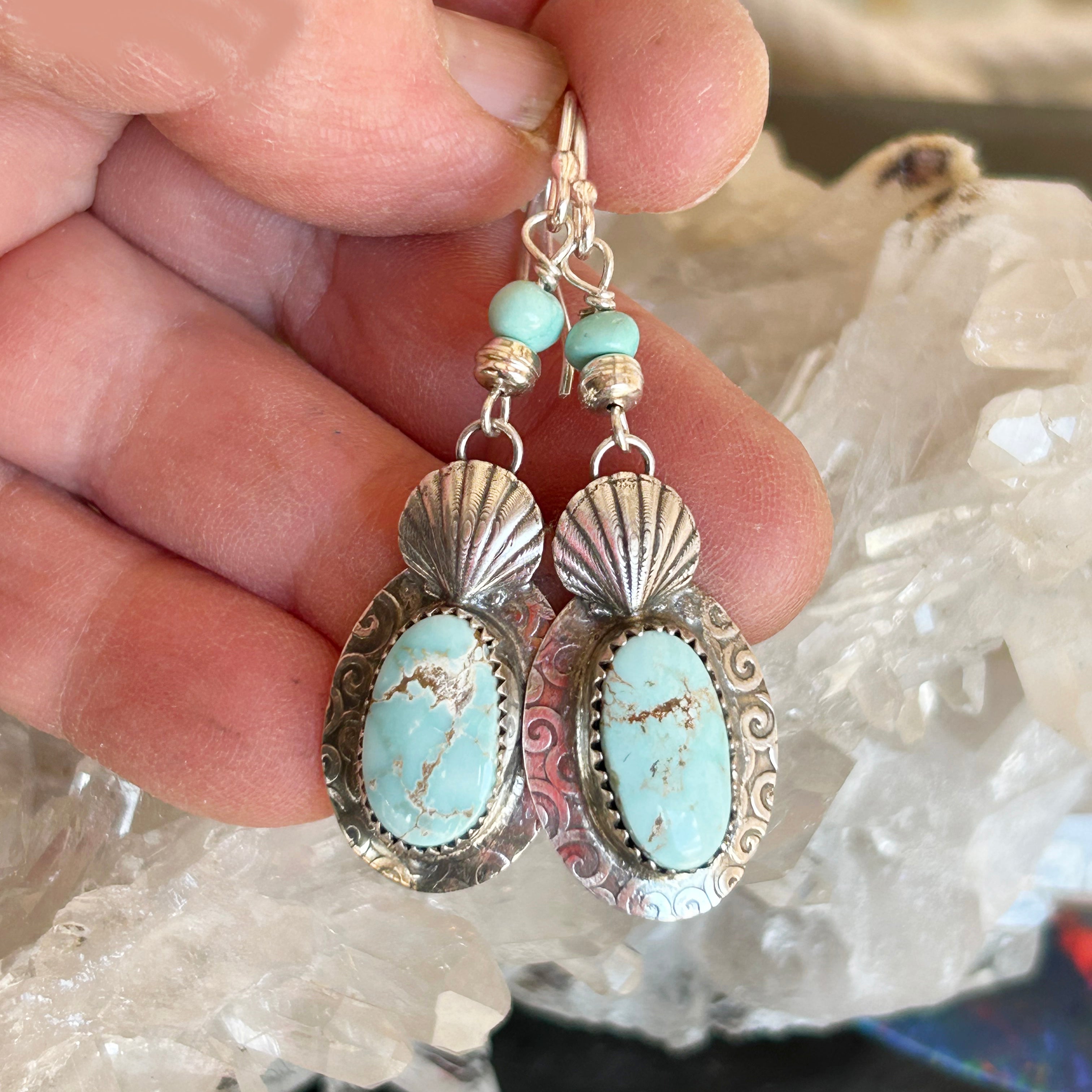 AAA DRY CREEK Turquoise Earrings Sterling Boho Southwest