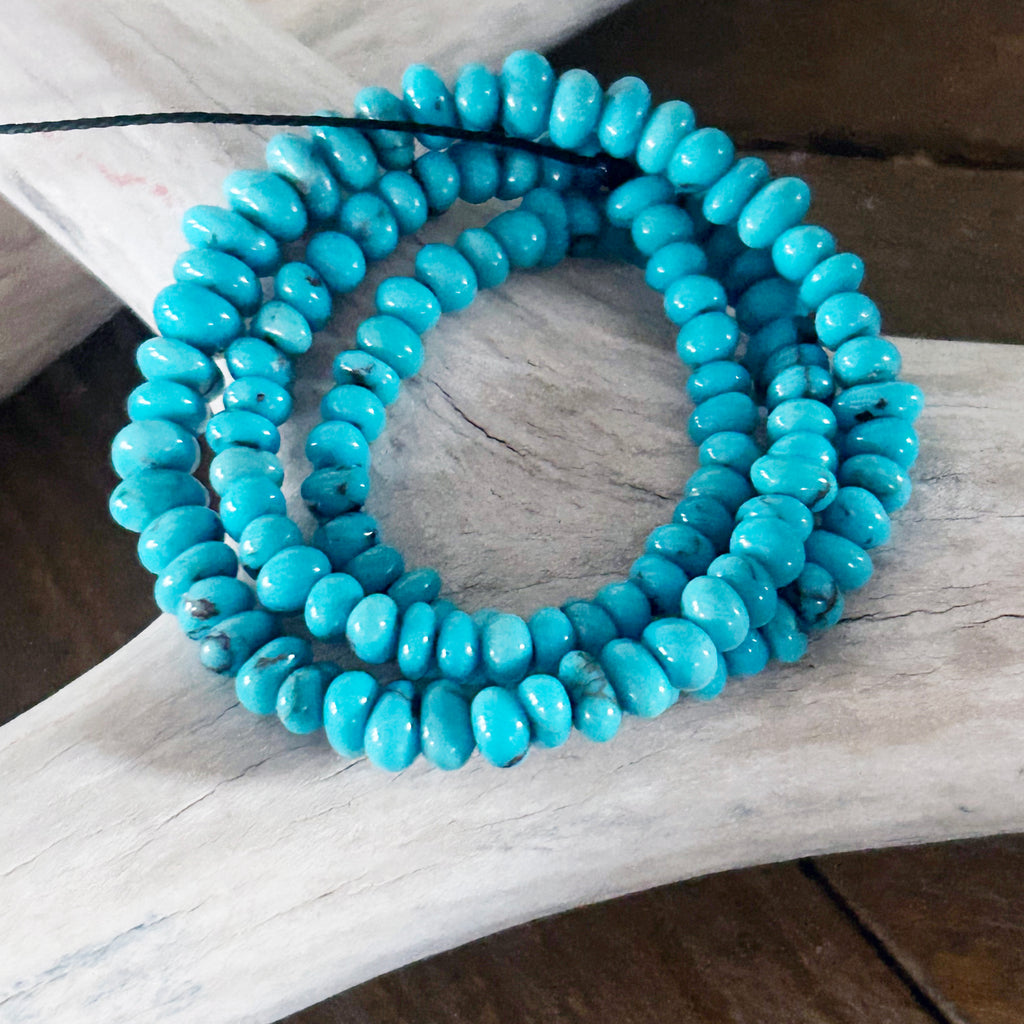 AAA Prince Mine Egyptian Turquoise Beads Strand 4-7mm Hand Shaped Rondelles 16"