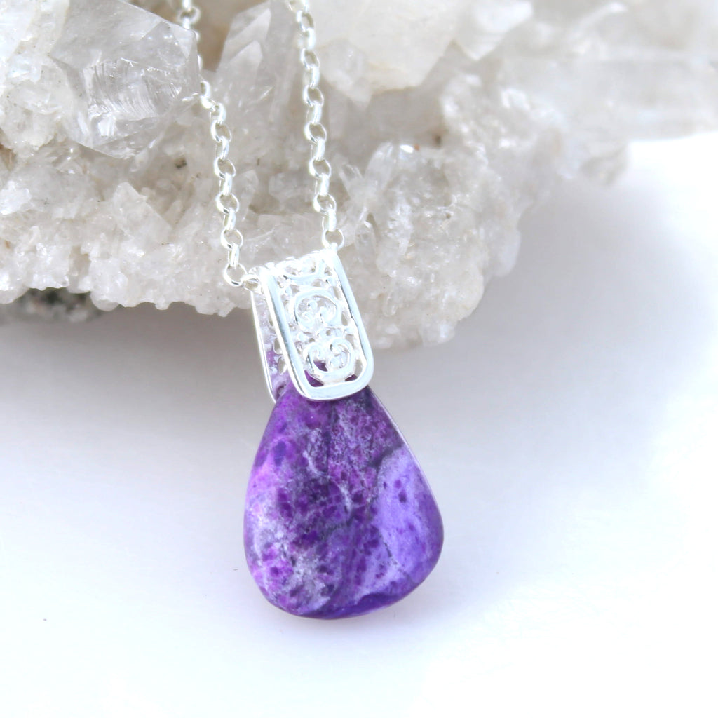 5 Star Regal SUGILITE Pendant Sterling Silver Chain and Bail