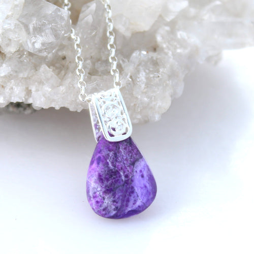 5 Star Regal SUGILITE Pendant Sterling Silver Chain and Bail