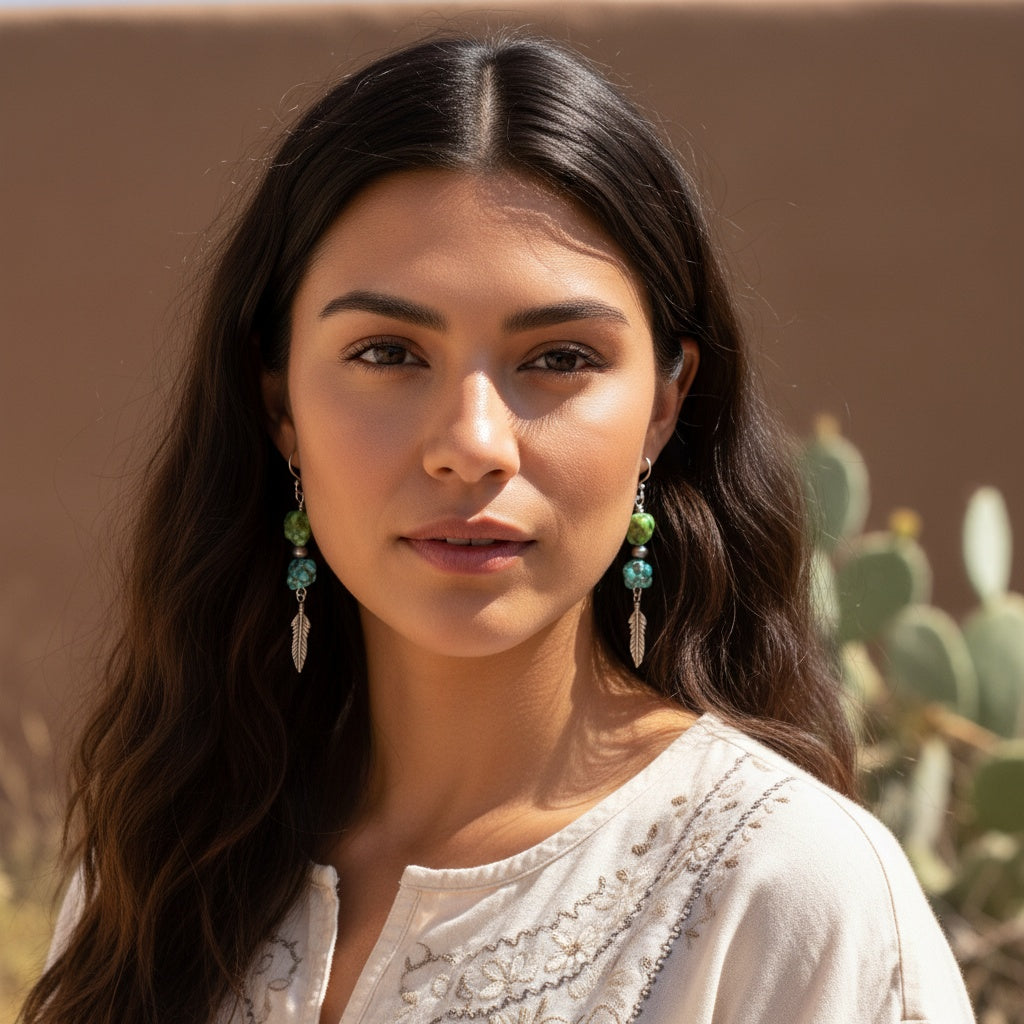 AAA Sonoran Gold Kingman Blue Turquoise Earrings Southwest Sterling