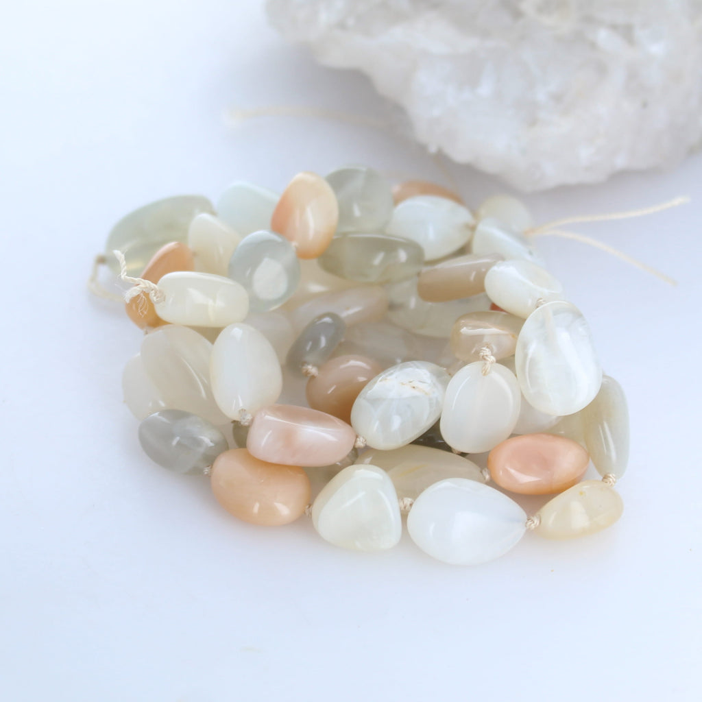 Multi Color Moonstone Beads Potatos 16" 2 Strands