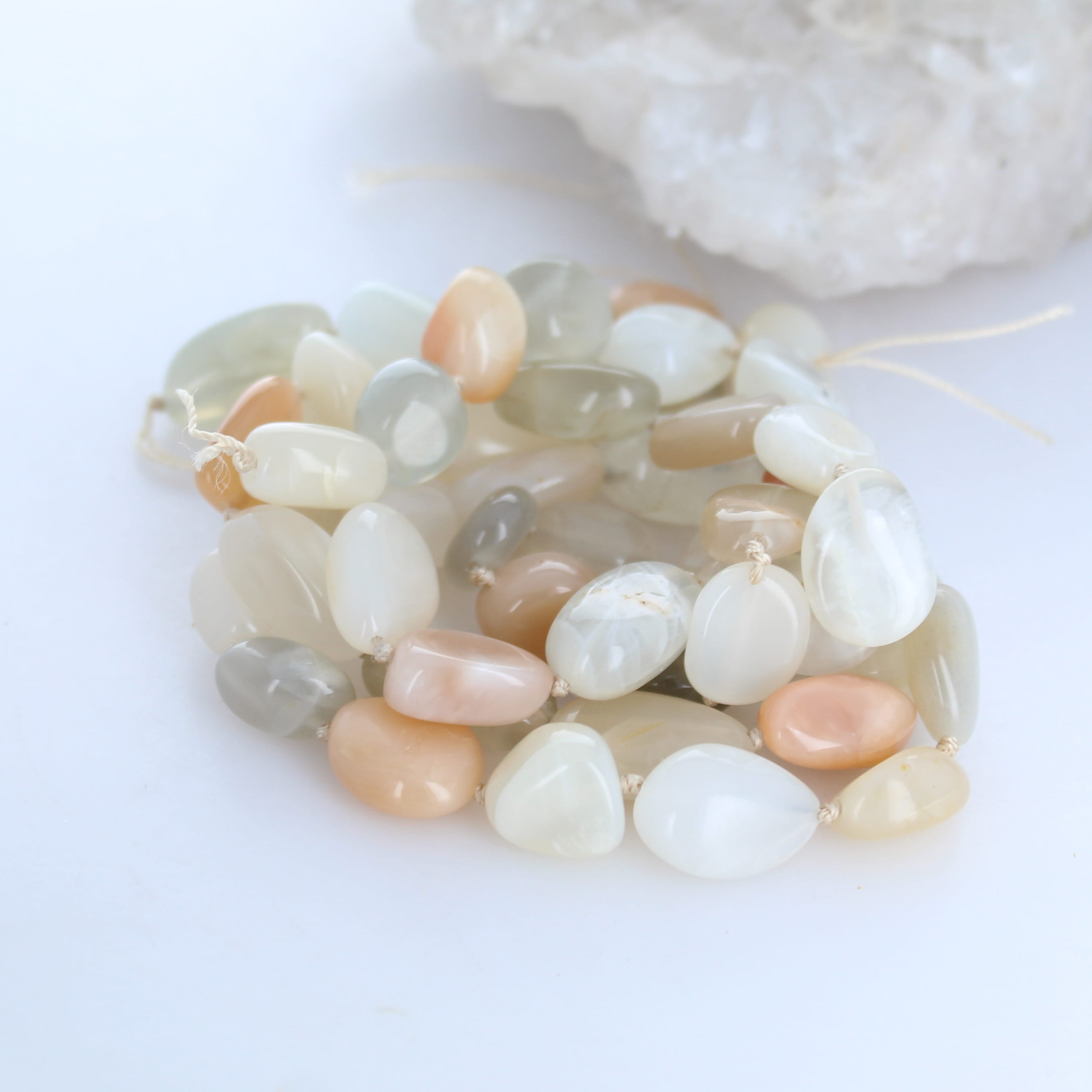Multi Color Moonstone Beads Potatos 16" 2 Strands