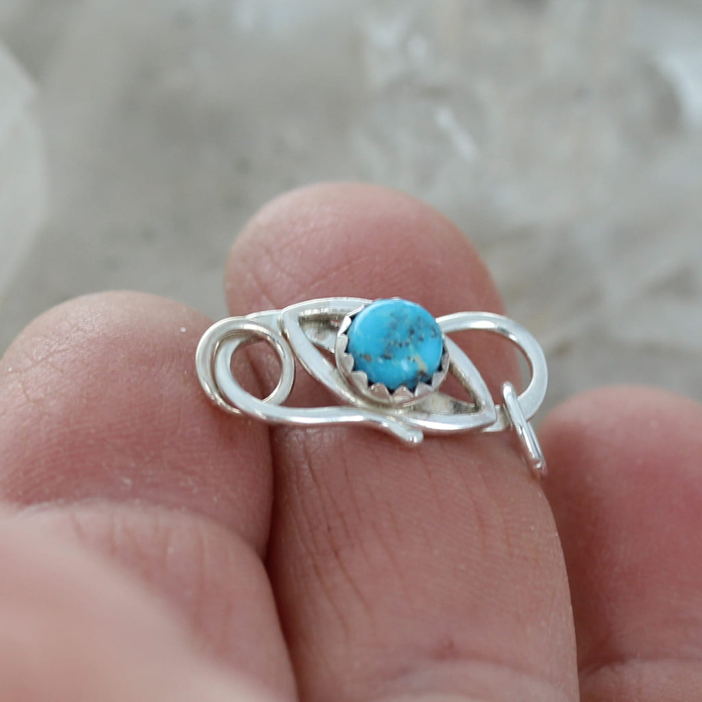 Nevada Blue Ridge Turquoise Eye Clasp Sterling Silver 6mm S Shaped