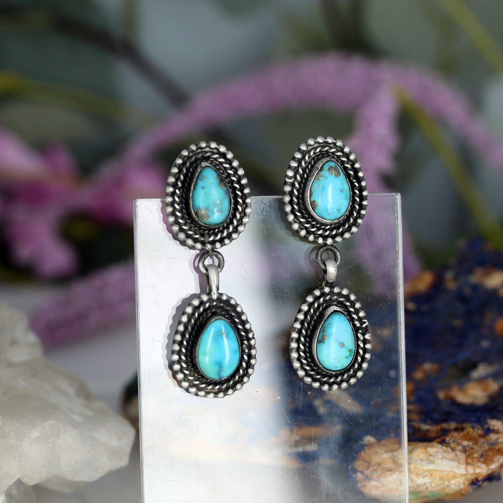 Sonoran Mountain Turquoise Earrings Sterling 2 Stone Wonders
