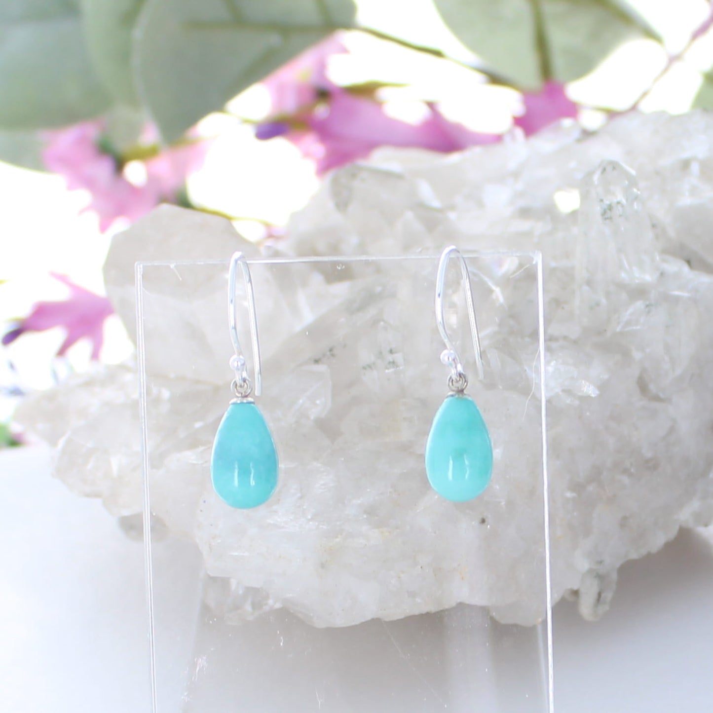 AAA Robins Egg Blue CAMPITOS TURQUOISE Earrings Teardrops Sterling
