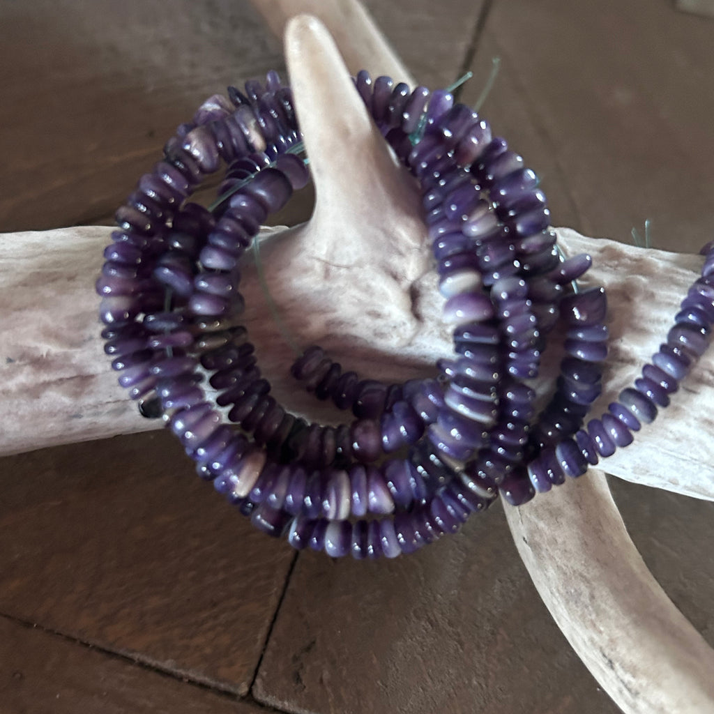 Deep Grape Purple Spiny Oyster Beads Button 4-5.8mm 16"