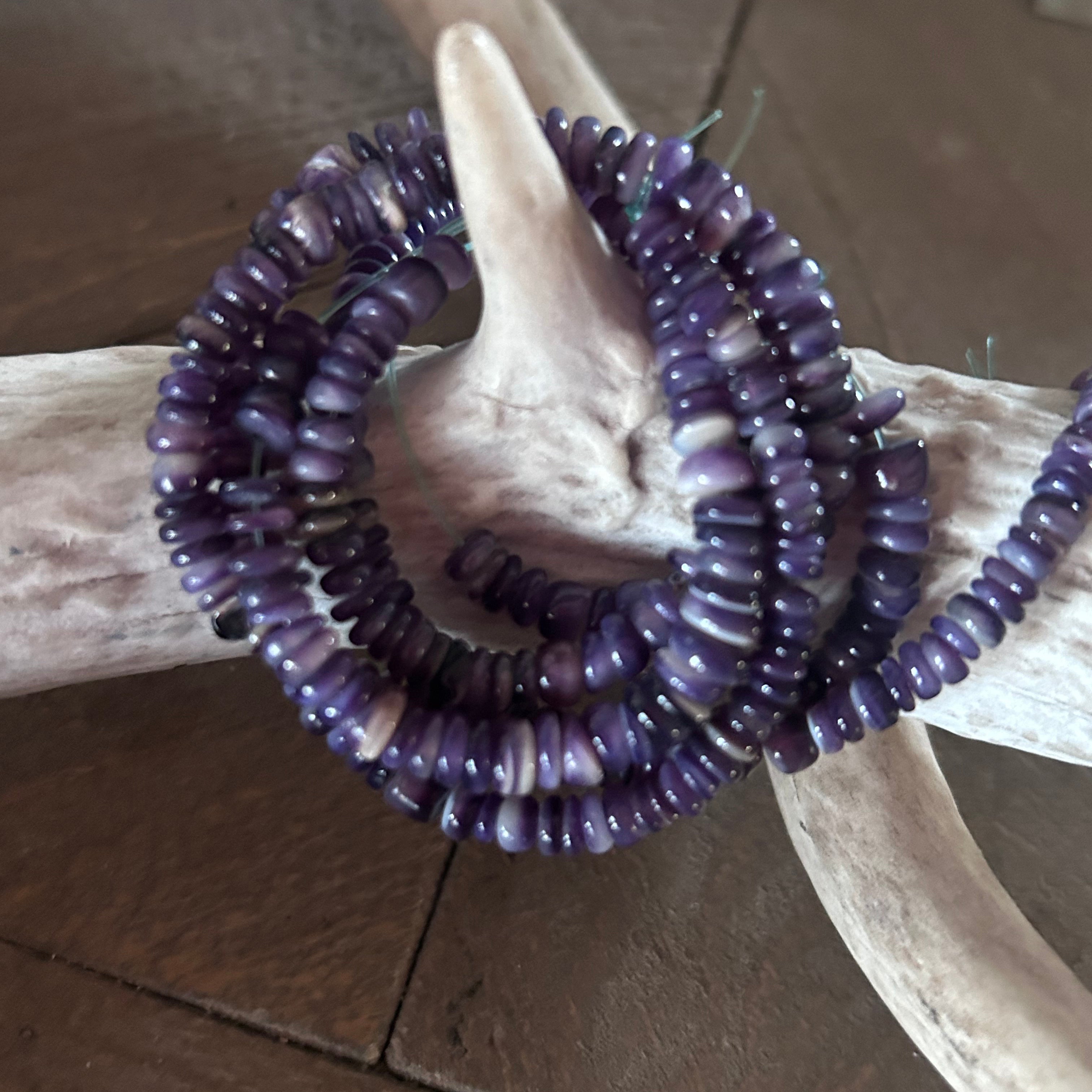 Deep Grape Purple Spiny Oyster Beads Button 4-5.8mm 16"