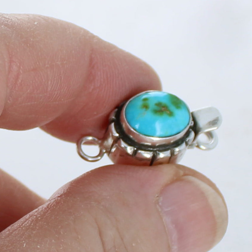 AAA Blue Sonoran Mountain Turquoise Clasp Sterling 10.5x8.5mm Southwestern