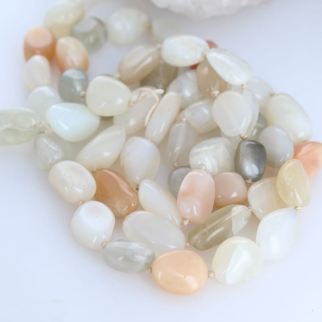 Multi Color Moonstone Beads Potatos 16" 2 Strands