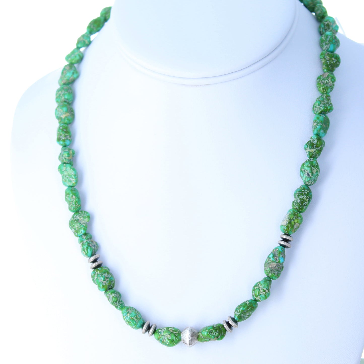 VIVID Sonoran Gold Turquoise Beads Necklace LIME GREEN 18"