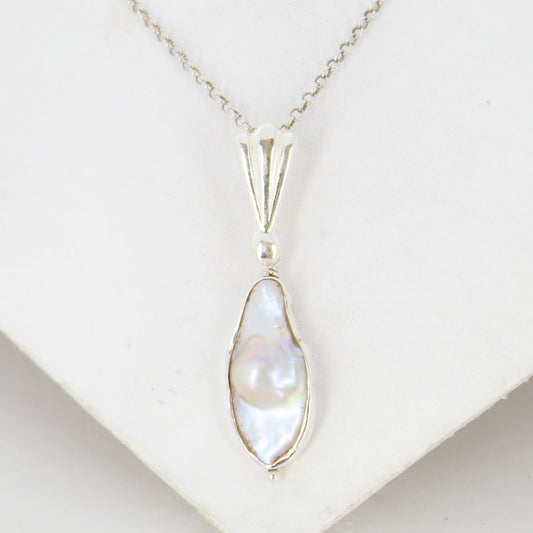 Cultured PEARL STERLING Pendant Necklace NewWorldGems