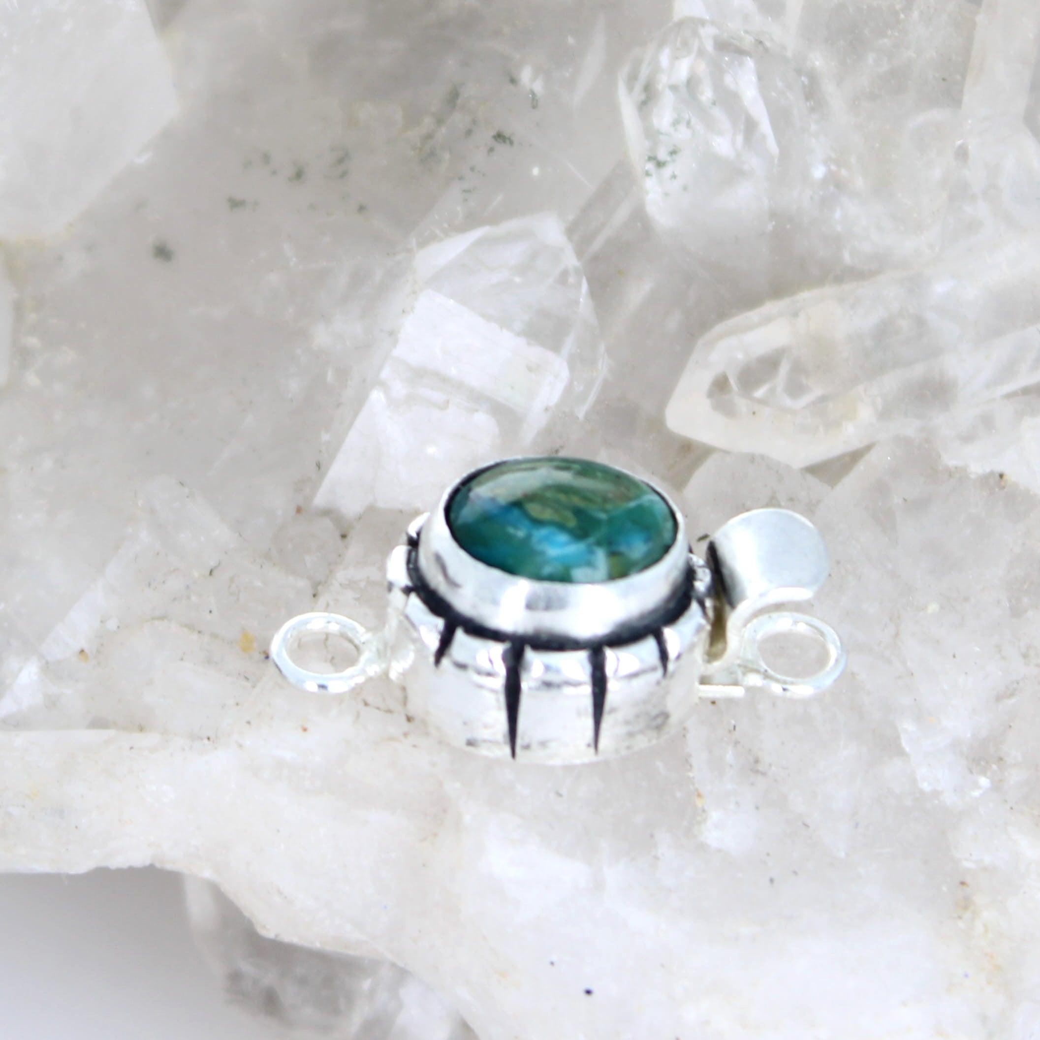 Ocean Blue Peruvian Opal Clasp Sterling Southwestern Design