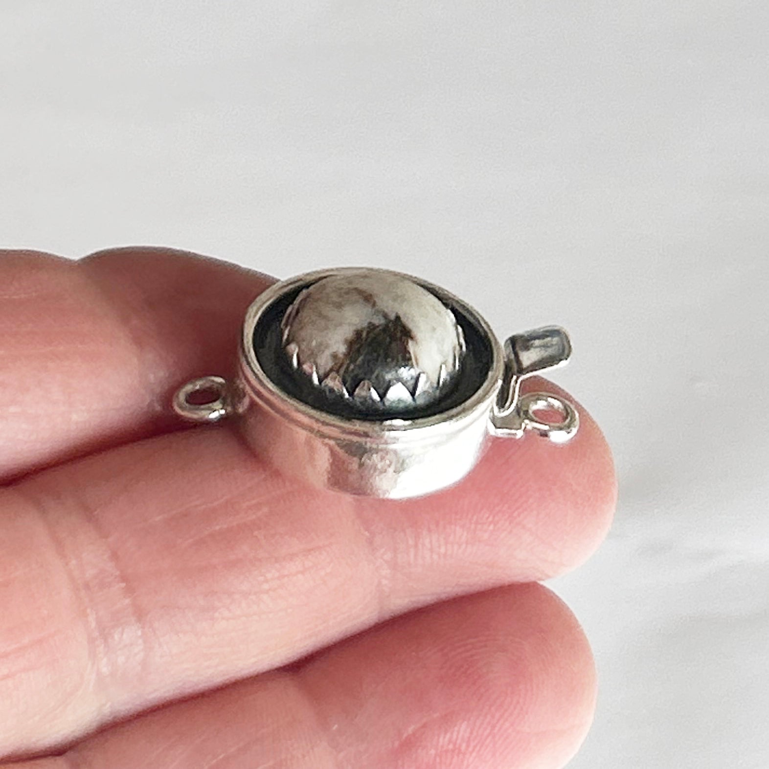 AAA Large White Buffalo Clasp Sterling 12.5mm Southwest Style