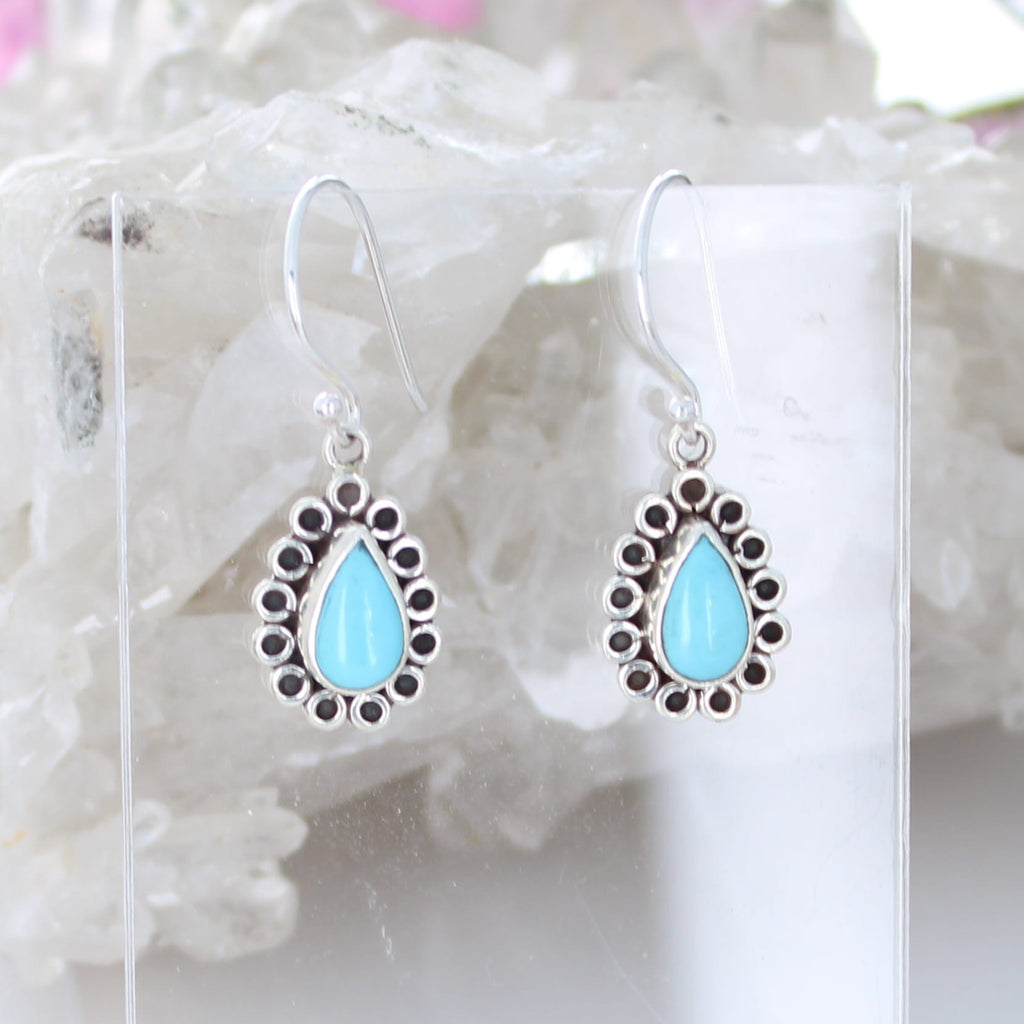 SLEEPING BEAUTY TURQUOISE Earrings Teardrops Sterling NewWorldGems