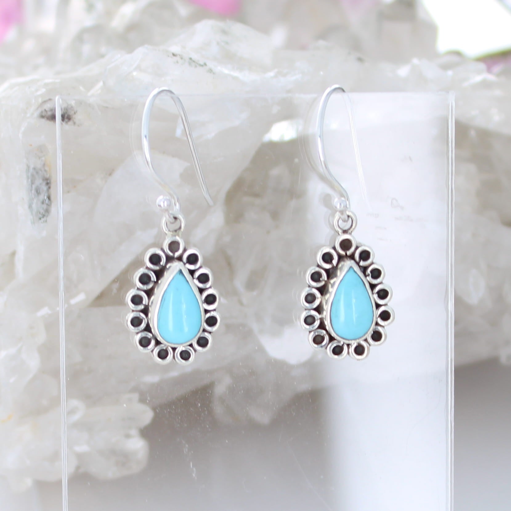 SLEEPING BEAUTY TURQUOISE Earrings Teardrops Sterling NewWorldGems