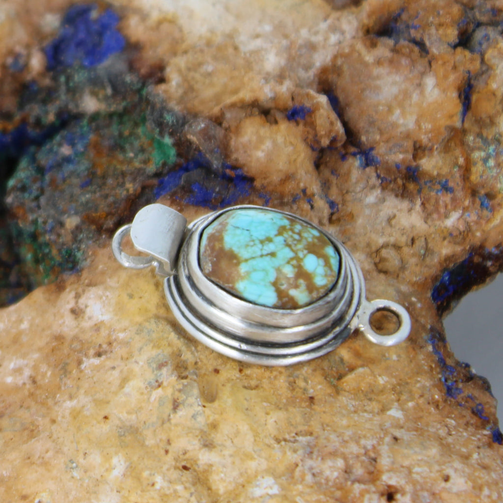 Carico Lake Turquoise Sterling Clasp Southwestern Style Large 12x10mm