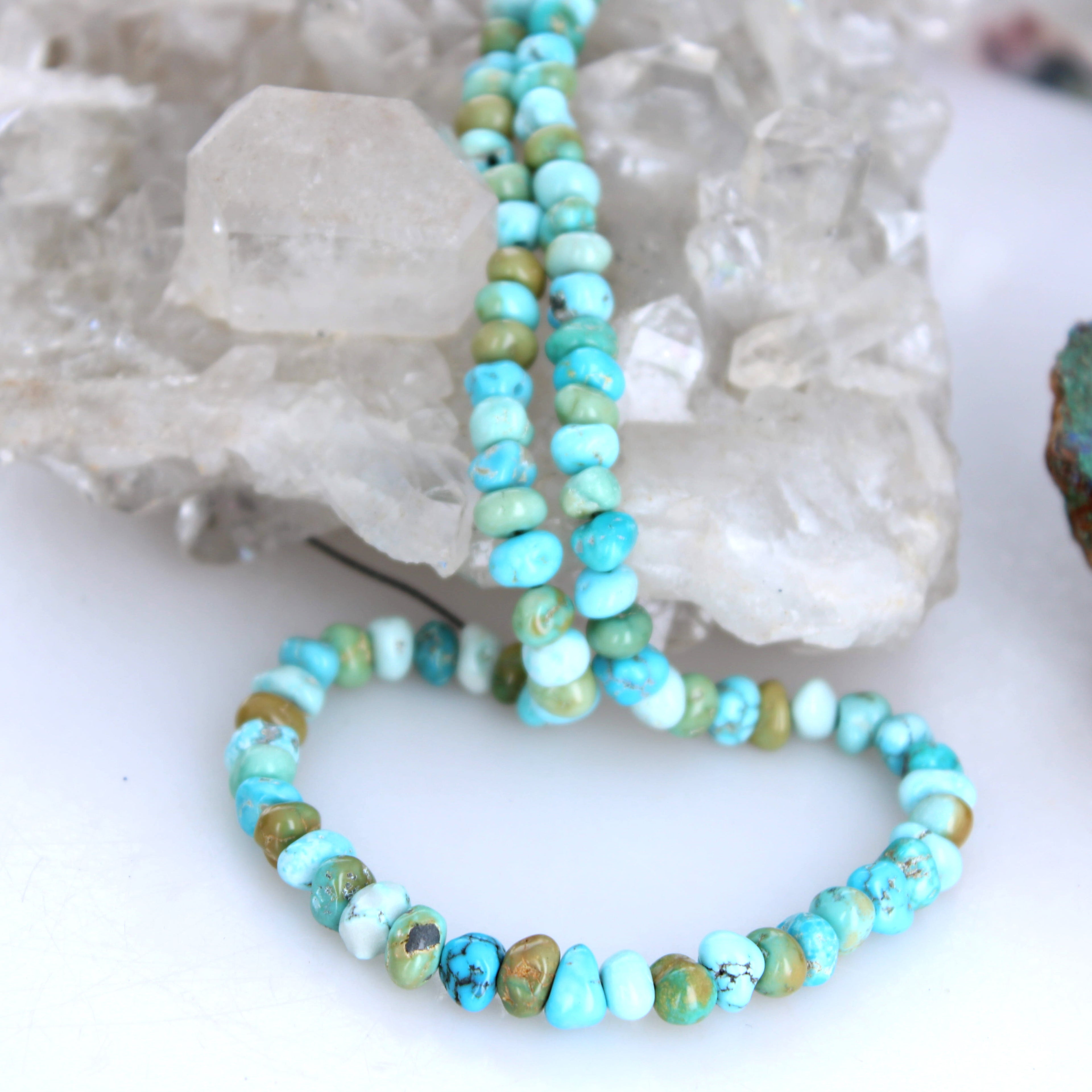 AAA Multi Color Lone Mountain Turquoise Beads 6-7mm Rounded Nugget 16"