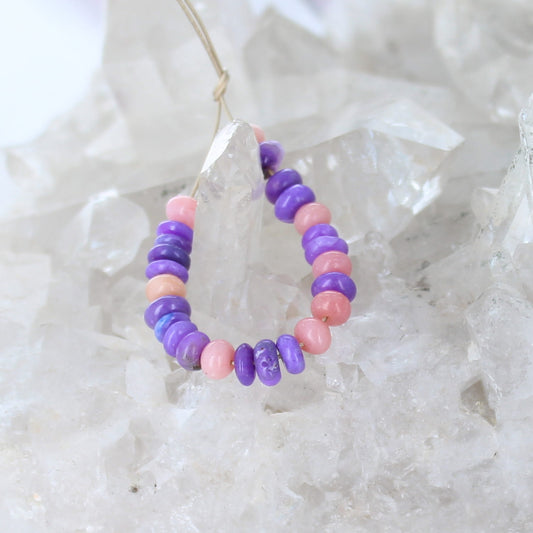 Pink Magenta SUGILITE BEADS RONDELLE and Pink Opals