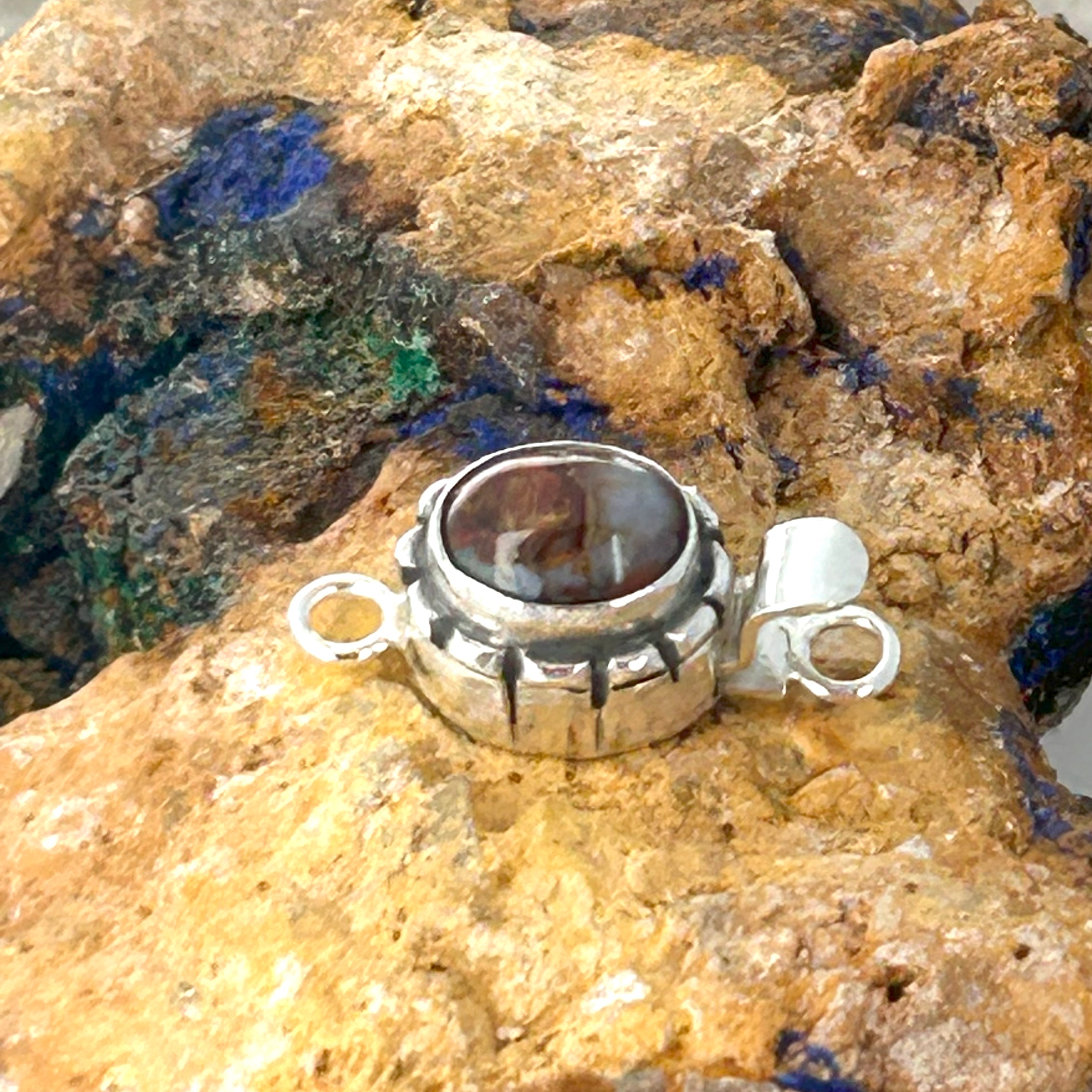 Cream Red Golden Peitersite Clasp Sterling Silver Southwest Style