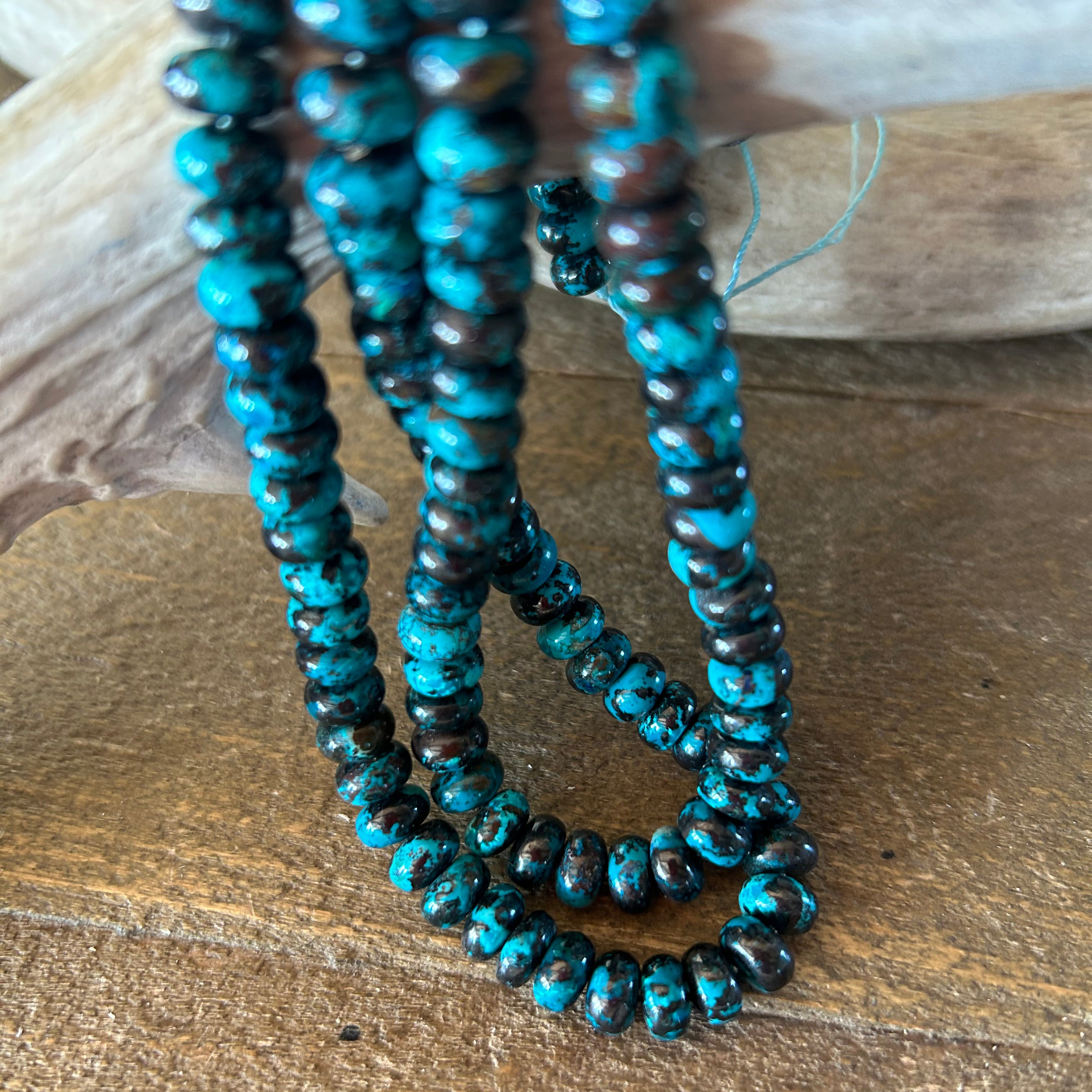 AAA Deep Blue Azurite Peacock Chrysocolla Shattuckite Beads Rondelle 8mm
