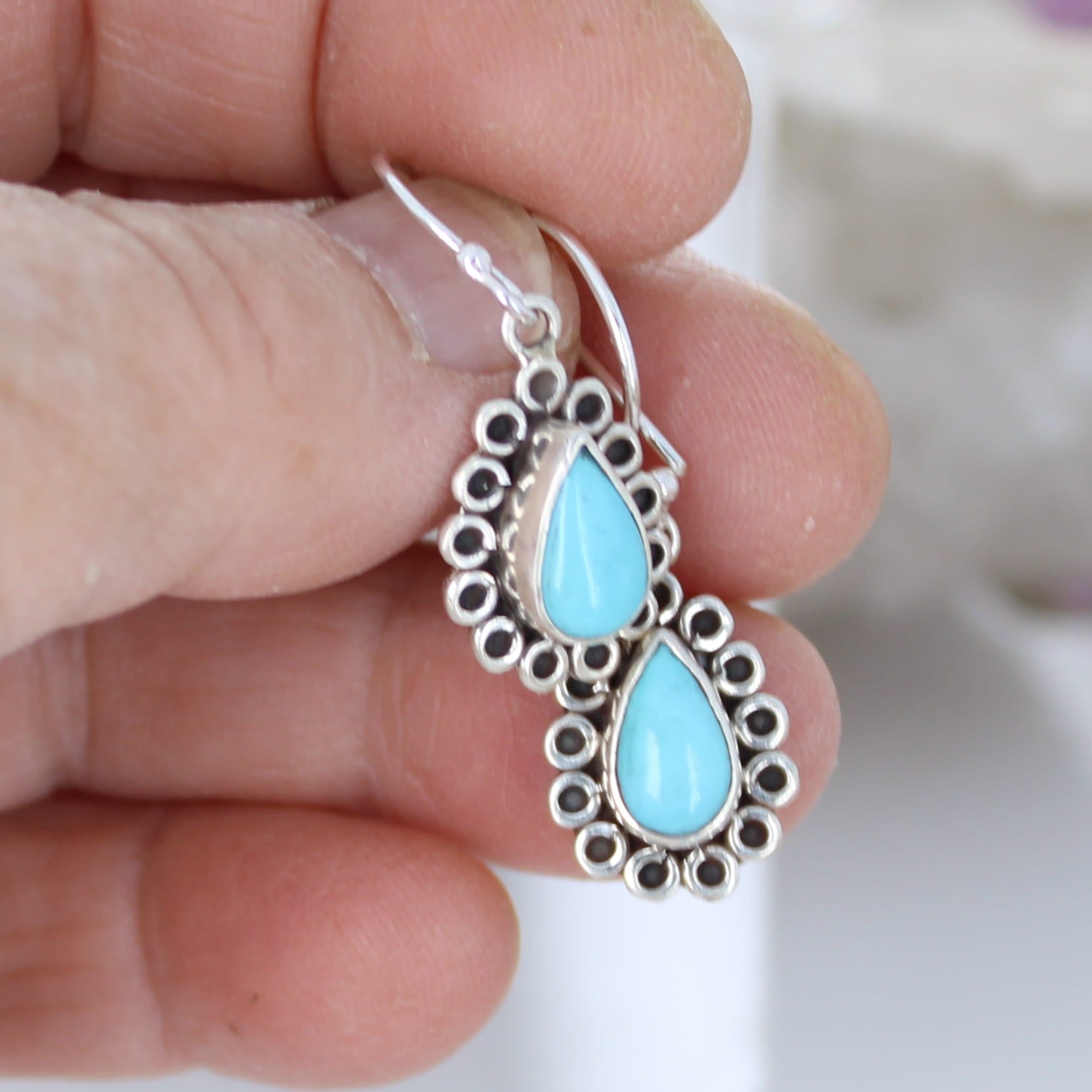 SLEEPING BEAUTY TURQUOISE Earrings Teardrops Sterling NewWorldGems