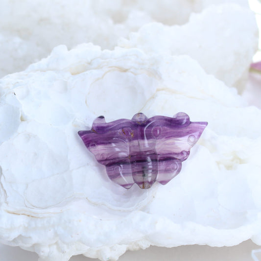 Purple Fluorite Carved Butterfly Component for Pendant -NewWorldGems