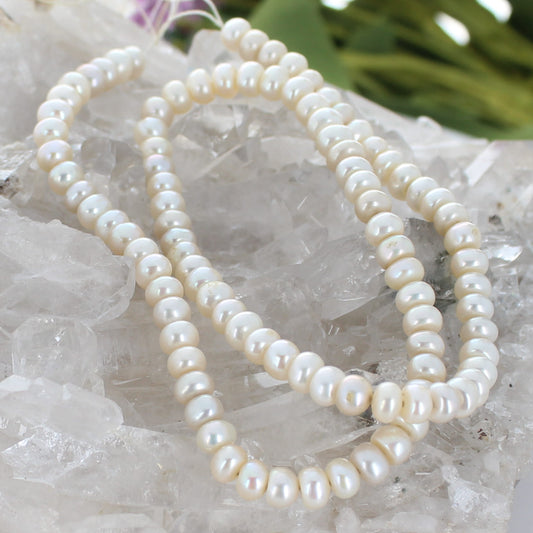 Beautiful 5.5mm Cream Rondelle Pearls 15"