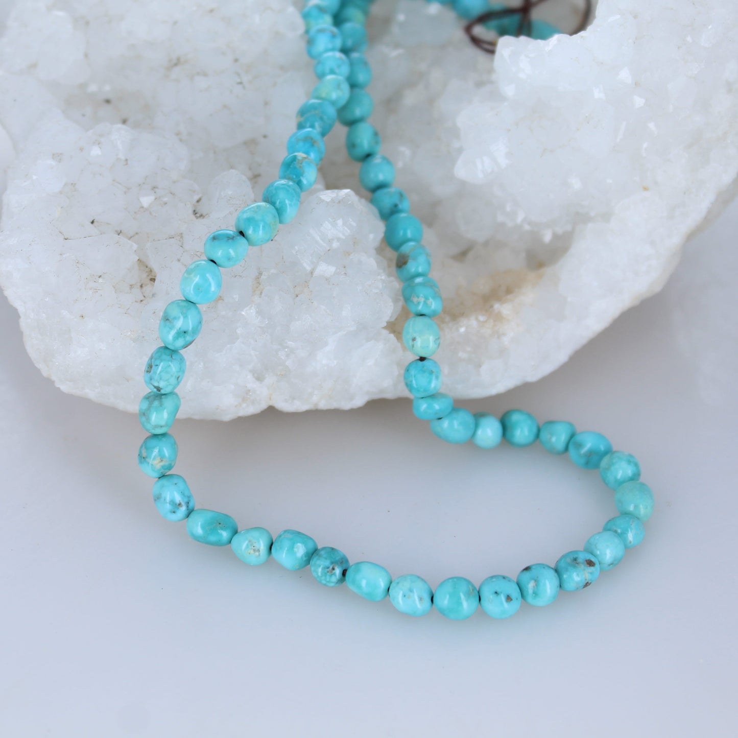 White Water Turquoise Beads 5.6mm Teal Round Blue