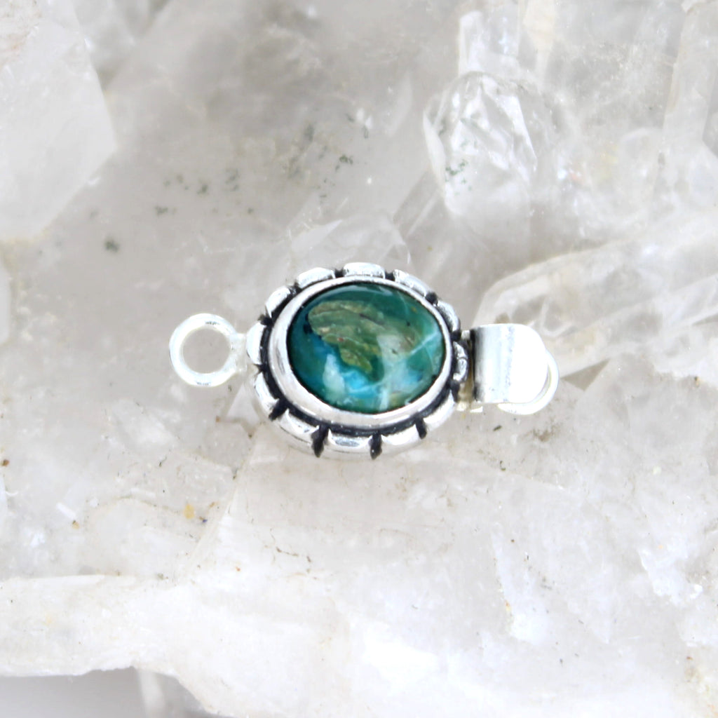 Ocean Blue Peruvian Opal Clasp Sterling Southwestern Design