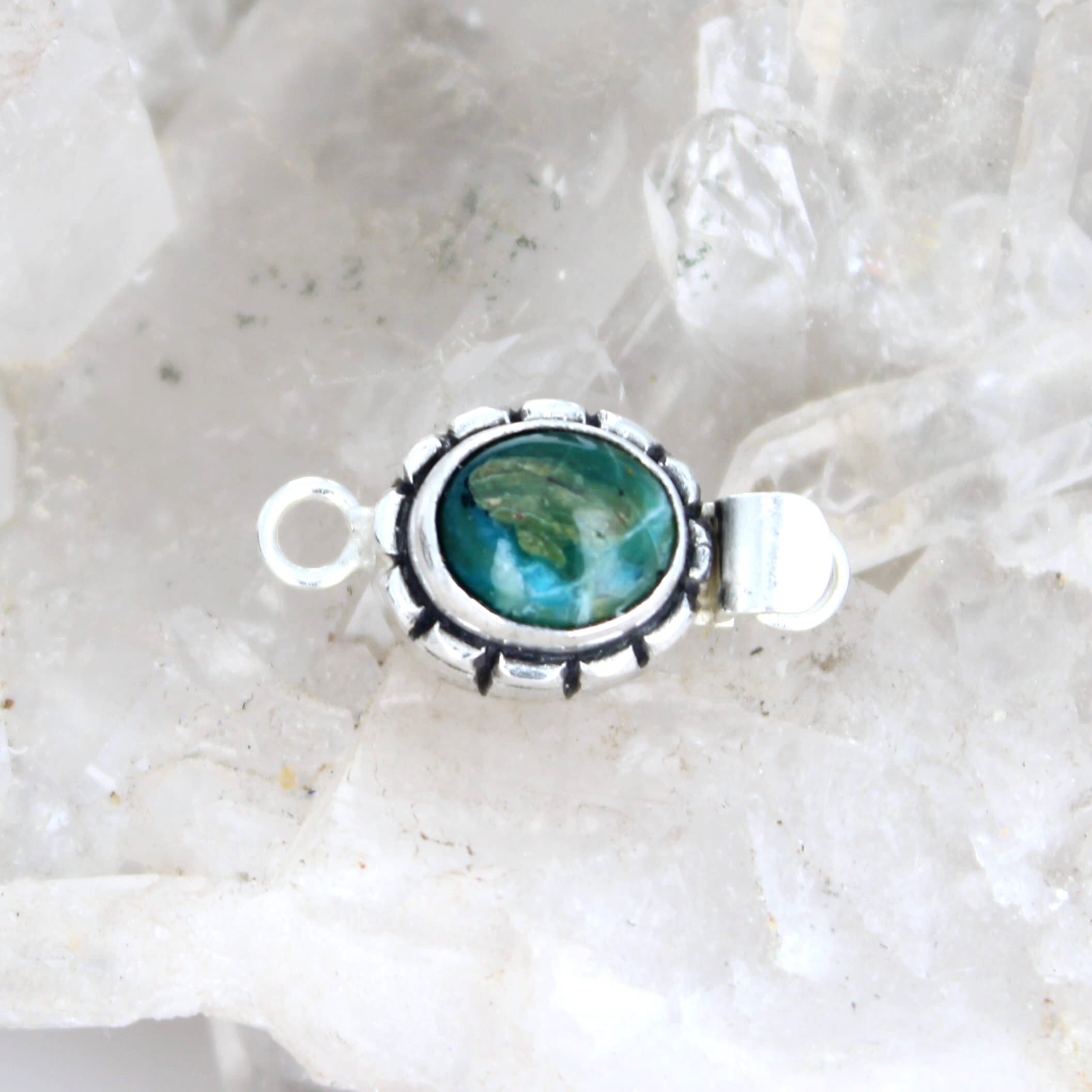 Ocean Blue Peruvian Opal Clasp Sterling Southwestern Design