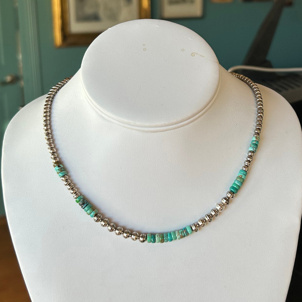 Carico Lake Turquoise Sterling Silver Navajo Pearl Necklace Southwest