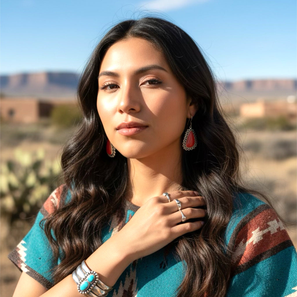 Gorgeous Coral Red Rosarita Gold Glass Earrings Drops Boho Chic Sterling Silver