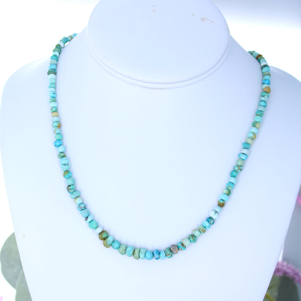 Multi Color Lone Mountain Turquoise Beads Necklace Sterling 4-6mm 19"