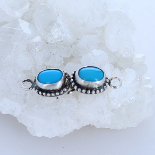 Sleeping Beauty Turquoise Clasp Sterling 2 Stone Setting