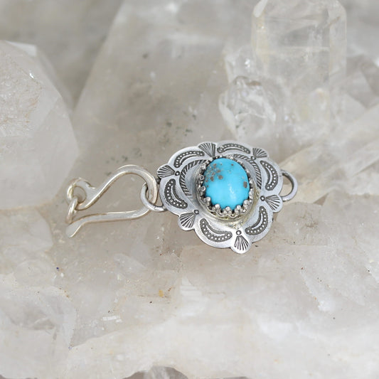 Ithaca Kingman Turquoise Clasp Sterling Heart Shaped Southwest Hook Style
