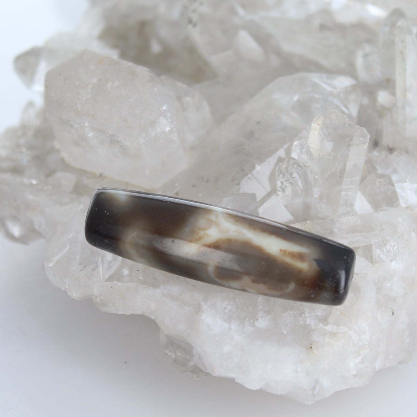 Tibetan Banded Agate Dzi Bead 50x15mm