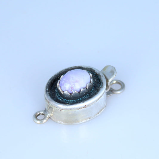 Lavender Mexican Opal Clasp Sterling Serrated Bezel Style