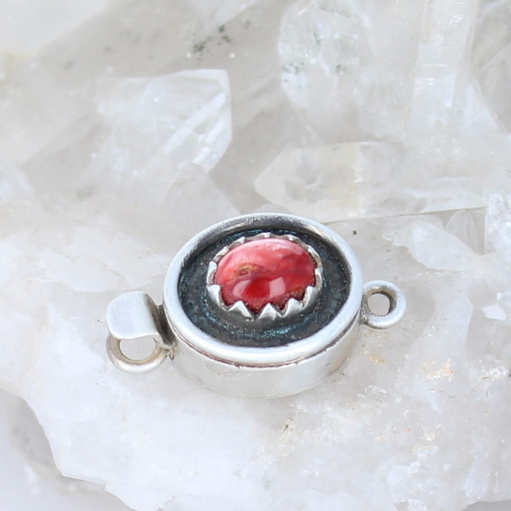 Spiny Oyster Clasp Oval Sterling Deep Red 6x8mm