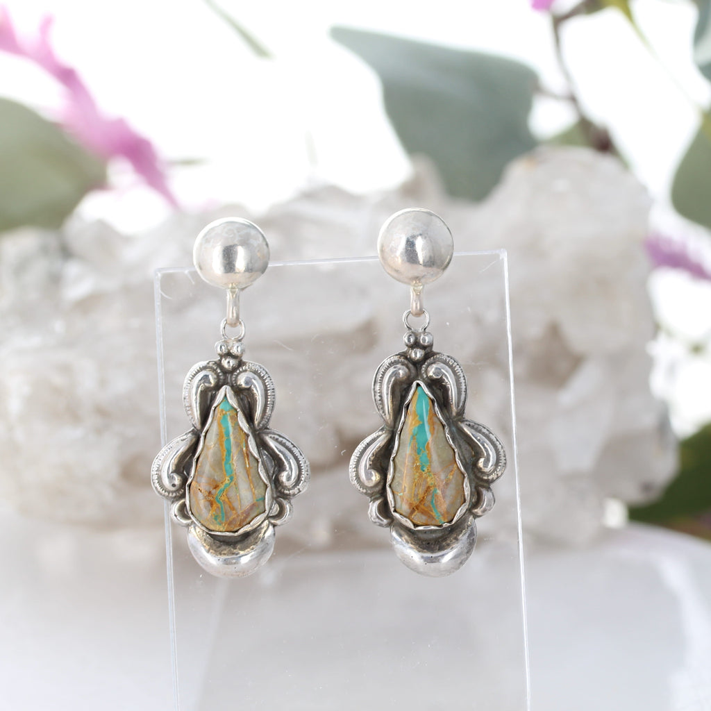 Many Moons Royston Turquoise Earrings Sterling Silver