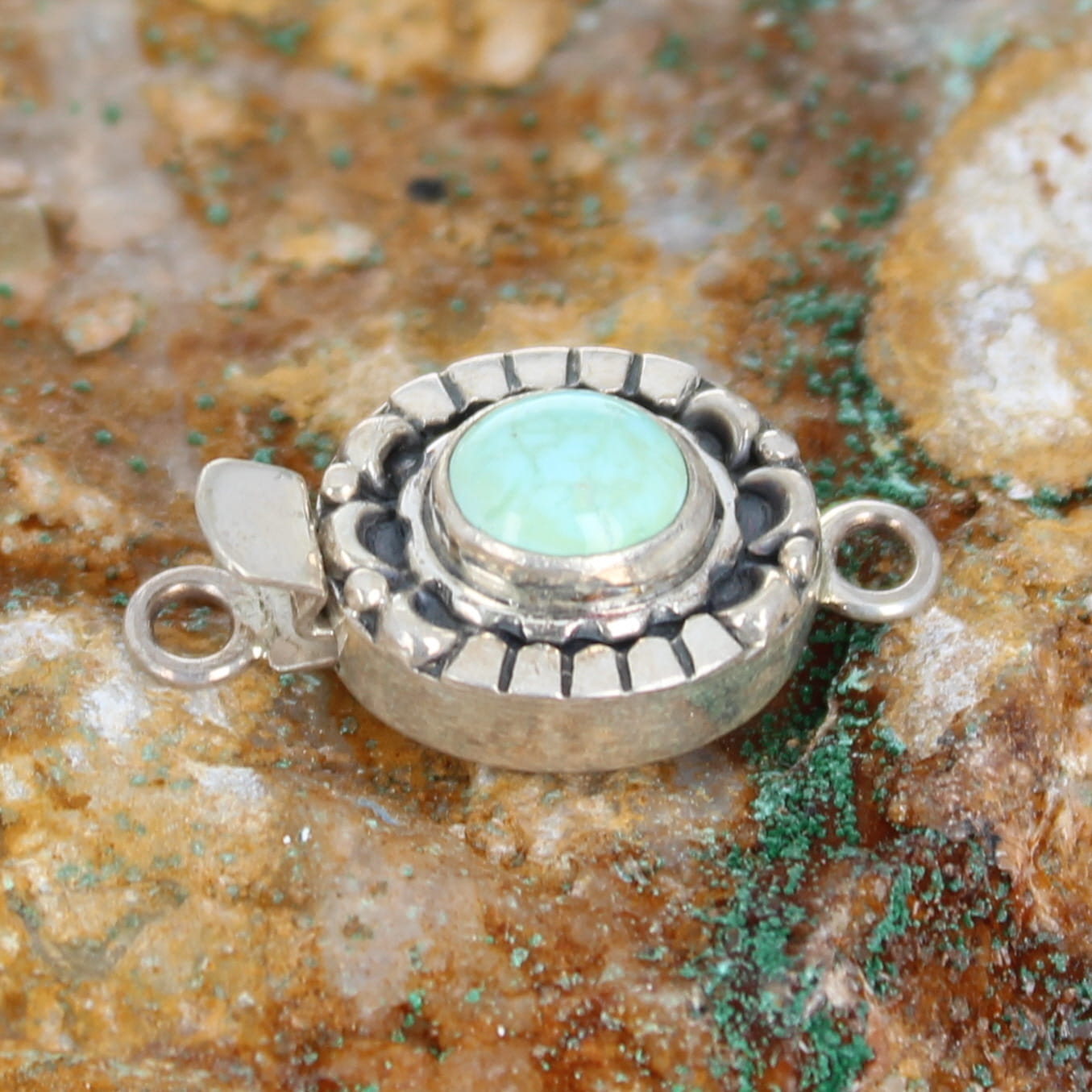 Seafoam Green CARICO LAKE Turquoise Clasp 8x10mm Moon Design Sterling